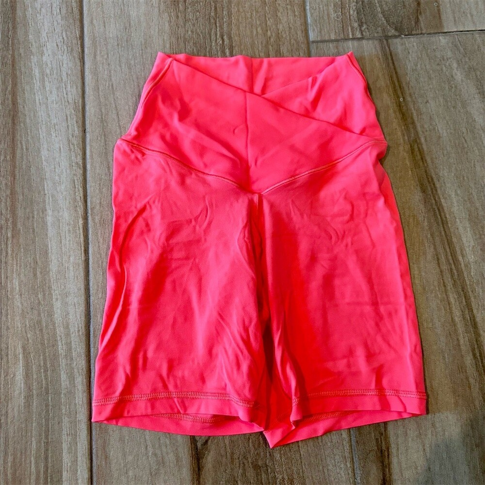 OFFLINE by Aerie Biker Shorts Womens S Petite Bright Pink High Waist 5in